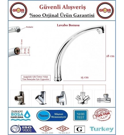 Lavabo Mix Batarya Borusu - Prinç - Krom Kaplama - Kuğu Tipi