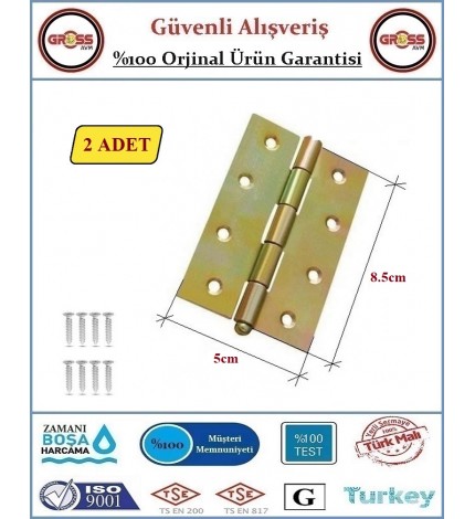 Yaprak Menteşe - No: 3.5 - Metal - 5x8.5cm - 2 Adet