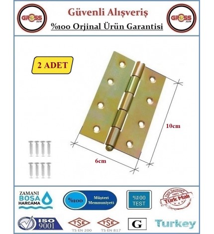 Yaprak Menteşe - No: 4 - Metal - 6x10cm - 2 Adet
