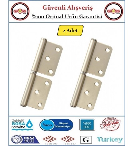 Yönsüz Kapı Menteşesi - Çelik - Saten Gri - 2 Adet