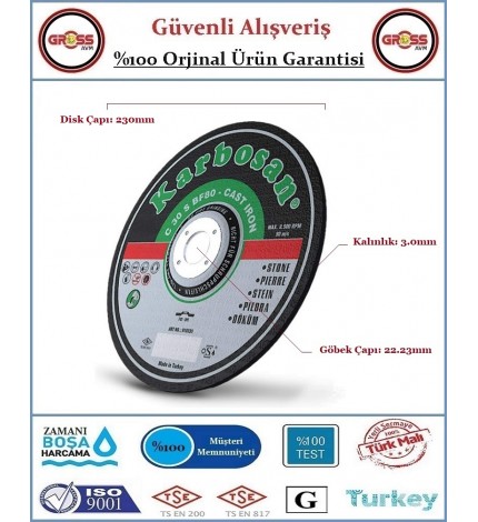 Karbosan Mermer Kesme Disk Taşı - 230MM