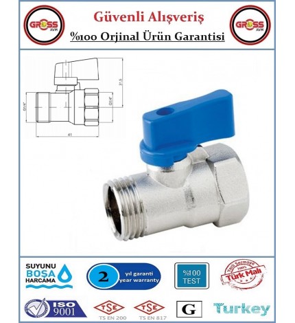 Küresel Mini Vana - %100 Prinç - 1/2''