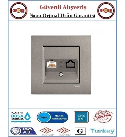 Viko Novella Telefon Prizi - Çerçeve Dahil - Antrasit