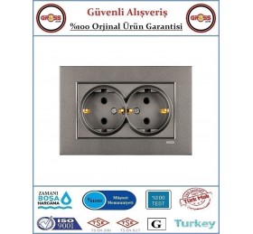 Viko Novella İkili Topraklı Priz - Çerçeve Dahil - Antrasit