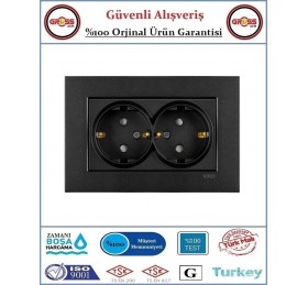 Viko Novella İkili Topraklı Priz - Çerçeve Dahil - Siyah