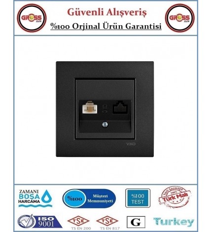 Viko Novella Telefon Prizi - Çerçeve Dahil - Siyah