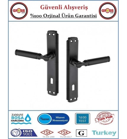 Parçalı İç Oda Kapı Kolu - Mat Siyah - 1 Takım Ön ve Arka