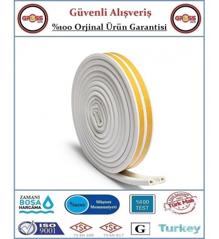Kapı Pencere Fitili - Yapışkanlı İzolasyon Fitili - İkili Beyaz - 1 Metre