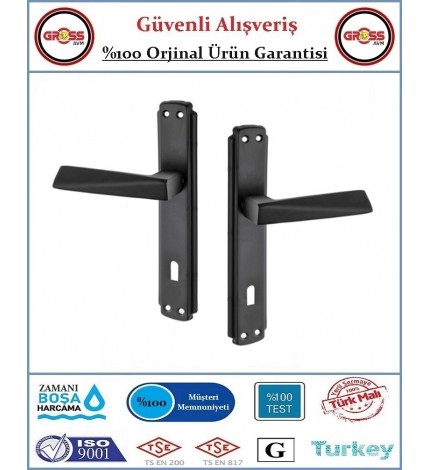 Prizma İç Oda Kapı Kolu - Mat Siyah - 1 Takım Ön ve Arka