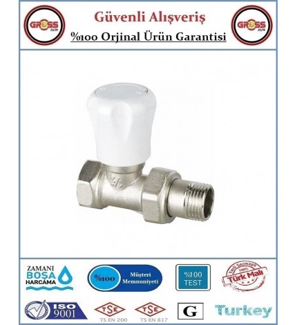 Şenpres Düz Radyatör Vanası - %100 Prinç - 1/2''