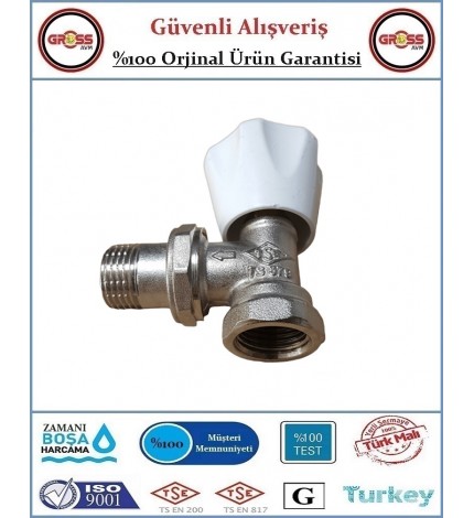 Şenpres Köşe Radyatör Vanası - %100 Prinç - 1/2''