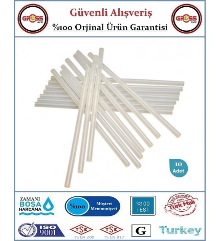 Çubuk Mum Silikon Şeffaf - 11.2X300mm Kalın - 10 Adet