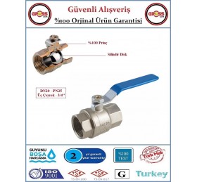 Küresel Temiz Su Vanası - %100 Prinç - 3/4''