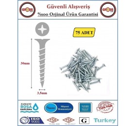 Sunta Vidası - Sivri Uçlu Ahşap Sunta Vidası - 3.5X30mm - 75 Adet