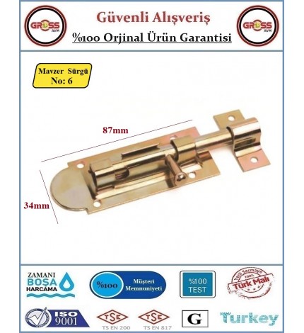 Mavzer Sürgü - Kapı Pencere Sürgüsü - Orta Boy