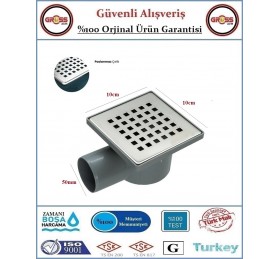 Yandan Çıkışlı Yer Süzgeci - 10x10 - Krom Kapak
