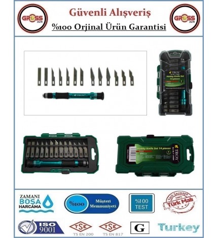 TROY Profesyonel Hobi Maket Bıçağı Seti - 14 Parça