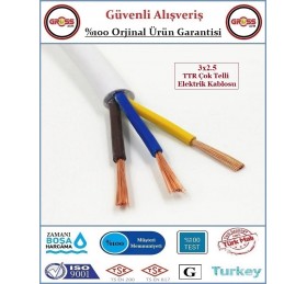 3x2.5 Ttr Elektrik Kablosu - Uzatma Ara Kablo - 1 Metre