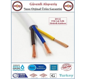 3x1.5 Ttr Elektrik Kablosu - Uzatma Ara Kablo - 1 Metre