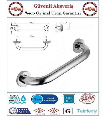 Engelli Tutacağı - Bedensel Engelli Küvet Tutunma Barı 30cm