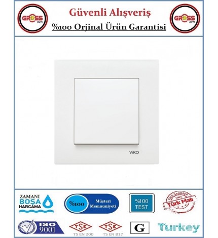 Viko Karre Tekli Anahtar - Çerçeve Dahil - Beyaz
