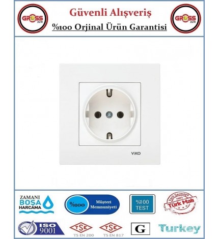 Viko Karre Topraklı Priz - Çerçeve Dahil - Beyaz