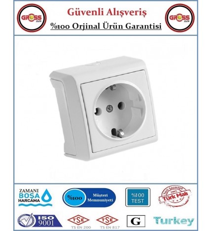  Viko Vera Sıva Üstü Topraklı Priz - Beyaz