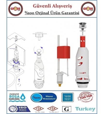 Visam Teos Klozet Rezervuar İç Takımı Basmalı 