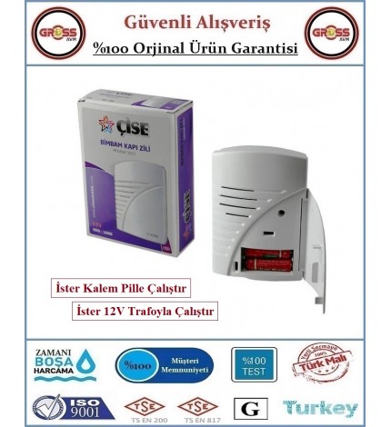 Çise Bim Bam Kapı Zili - İster Kalem Pille Çalıştır - İster 12V Trafo İle Çalıştır