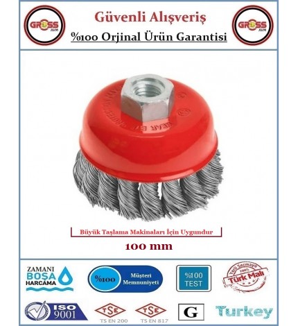 Siyah Burgulu Çanak Tel Fırça - 100MM