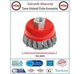 Siyah Burgulu Çanak Tel Fırça - 65MM